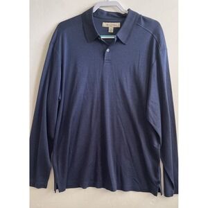 Tommy Bahama Men's Blue Polo Long Sleeve Shirt XL Silk Blend